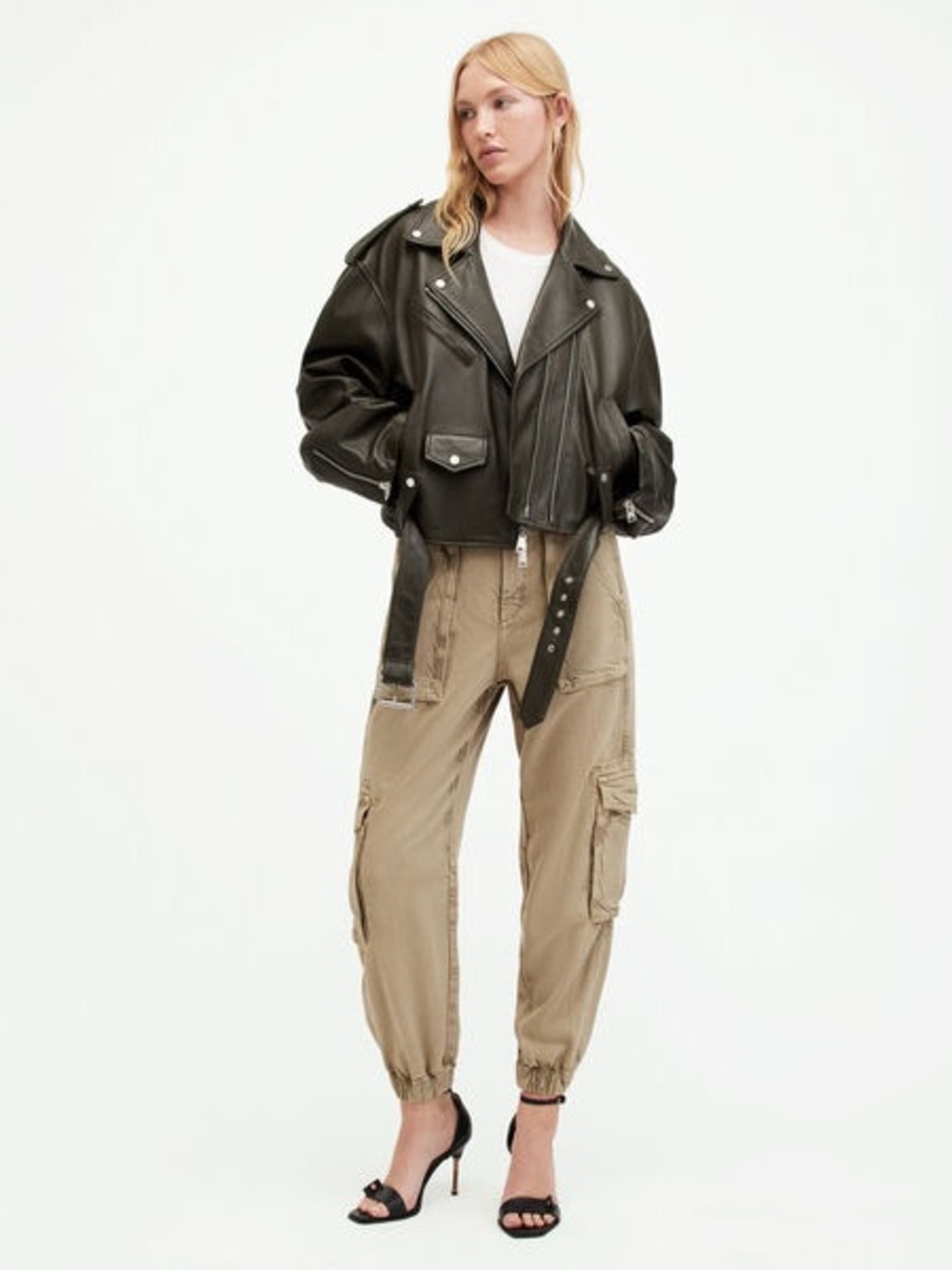 All Saints Beige Cargo Trousers